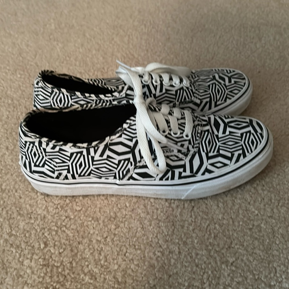 Vans Black and White Geometric Print Sneakers